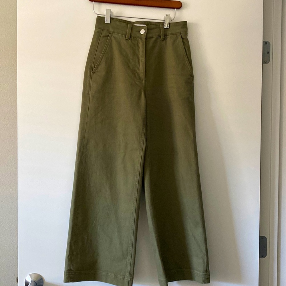 EVERLANE Green wide leg crop jeans